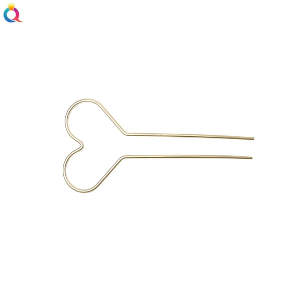 Handmade Metal Ushaped Hairpin With Heart Design Elegant Hair Stick And Decorative Headdress For Women