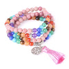 Handmade Minimalist Natural Stone Colorful Beaded Wrap Bracelet For Women Polished Long Strand Bracelet With Red Pattern Beads