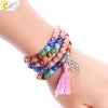 Handmade Minimalist Natural Stone Colorful Beaded Wrap Bracelet For Women Polished Long Strand Bracelet With Red Pattern Beads