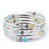 Handmade Multi Layer Beaded Wrap Bracelet With Turquoise Red Agate And Snakeskin Stone For Women And Unisex