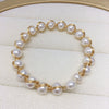 Handmade Multibead Full String Natural Freshwater Pearl Bracelet In Silkwound Style Copper Alloy Nearly Round Women's