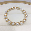 Handmade Multibead Full String Natural Freshwater Pearl Bracelet In Silkwound Style Copper Alloy Nearly Round Women's