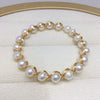 Handmade Multibead Full String Natural Freshwater Pearl Bracelet In Silkwound Style Copper Alloy Nearly Round Women's