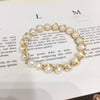 Handmade Multibead Full String Natural Freshwater Pearl Bracelet In Silkwound Style Copper Alloy Nearly Round Women's