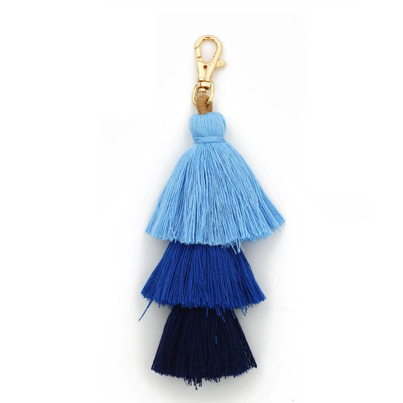 Handmade Multilayer Cotton Tassel Keychain With Butterfly Dragonfly Insect Pattern For Bag Pendant