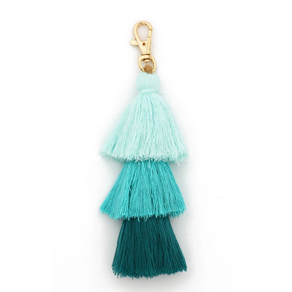 Handmade Multilayer Cotton Tassel Keychain With Butterfly Dragonfly Insect Pattern For Bag Pendant