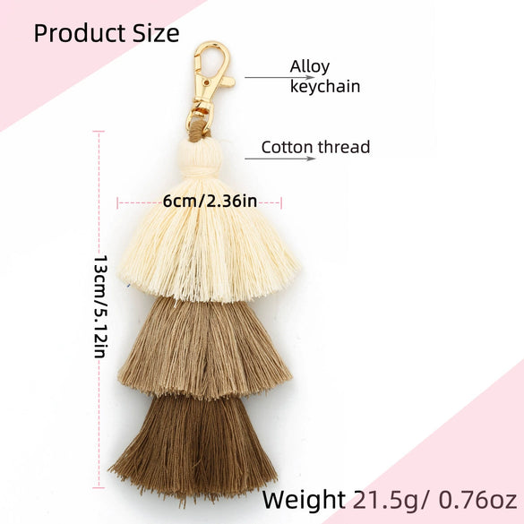 Handmade Multilayer Cotton Tassel Keychain With Butterfly Dragonfly Insect Pattern For Bag Pendant