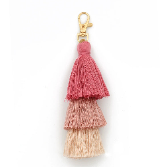 Handmade Multilayer Cotton Tassel Keychain With Butterfly Dragonfly Insect Pattern For Bag Pendant
