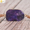 Handmade Multilayer Wrapped Leather Bracelet With Natural Crystal And Purple Druzy Quartz Irregular Beads For Unisex