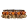 Handmade Multilayered Elastic Thread Bracelets With Wooden Beads Coconut Shell Agate For Unisex Retro Style
