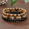 Handmade Multilayered Elastic Thread Bracelets With Wooden Beads Coconut Shell Agate For Unisex Retro Style