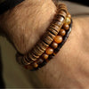Handmade Multilayered Elastic Thread Bracelets With Wooden Beads Coconut Shell Agate For Unisex Retro Style