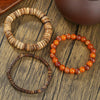Handmade Multilayered Elastic Thread Bracelets With Wooden Beads Coconut Shell Agate For Unisex Retro Style