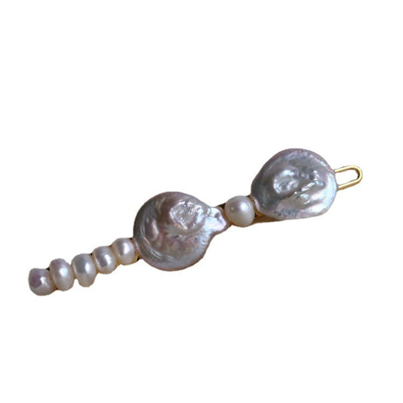 Handmade Natural Baroque Freshwater Pearl Bow Top Clip Hairpin Minimalist Retro Fashion Hair Accessory For Women
