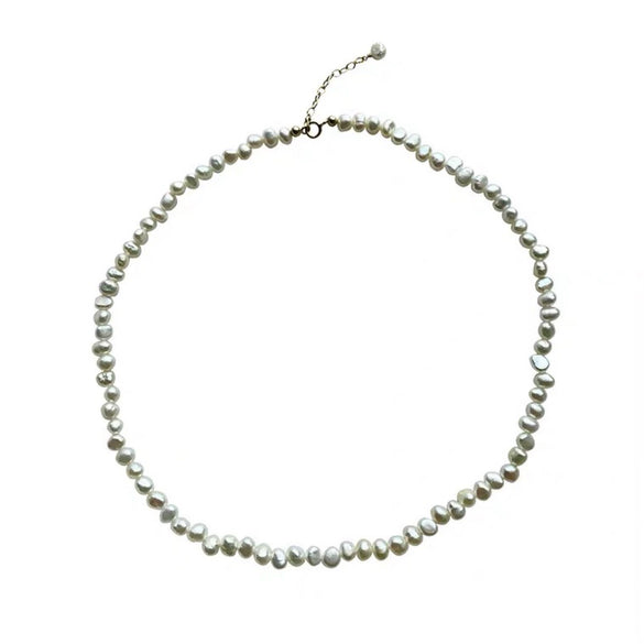 Handmade Natural Baroque Freshwater Pearl Clavicle Necklace With 14K Gold Filled And Copper Accessories Retro Style