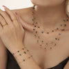 Handmade Natural Crushed Crystal Grass Green Necklace And Bracelet With Stainless Steel Chain And Electroplating