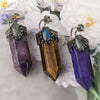 Handmade Natural Crystal Hexagonal Pyramid Pendant Necklace With Moonstone And Amethyst Ball Chain Unisex Jewelry