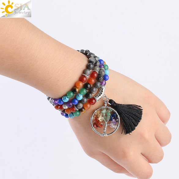 Handmade Natural Crystal Stone Life Tree Gravel Pendant Tassel Unisex Necklace