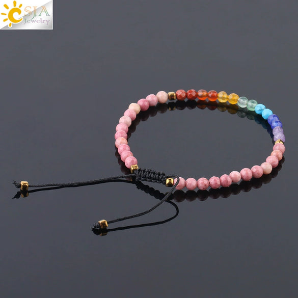 Handmade Natural Crystal Woven Bracelet Diamond Cut Ring Accent Simple Bohemian Style Unisex Bracelet