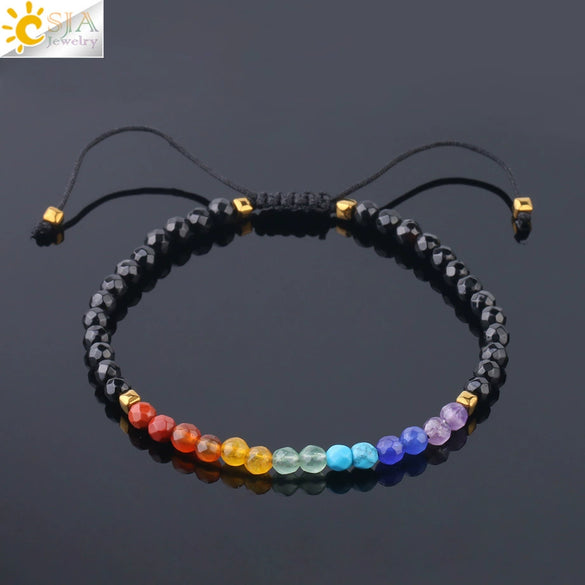 Handmade Natural Crystal Woven Bracelet Diamond Cut Ring Accent Simple Bohemian Style Unisex Bracelet