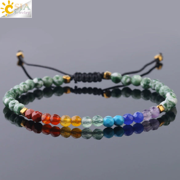 Handmade Natural Crystal Woven Bracelet Diamond Cut Ring Accent Simple Bohemian Style Unisex Bracelet