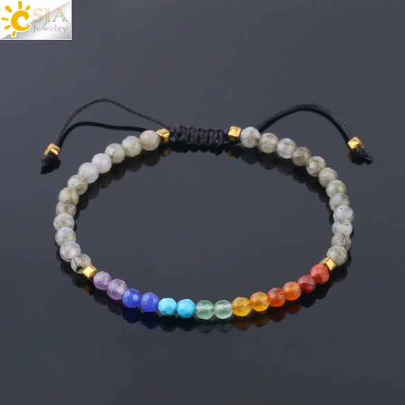 Handmade Natural Crystal Woven Bracelet Diamond Cut Ring Accent Simple Bohemian Style Unisex Bracelet