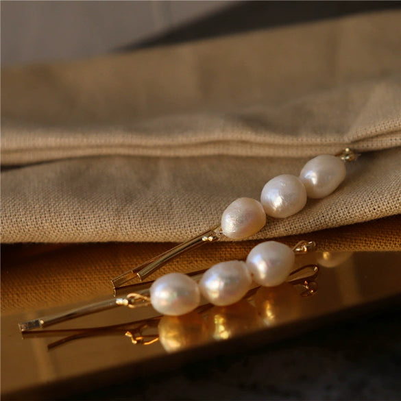 Handmade Natural Freshwater Baroque Pearl Women's Hair Clip