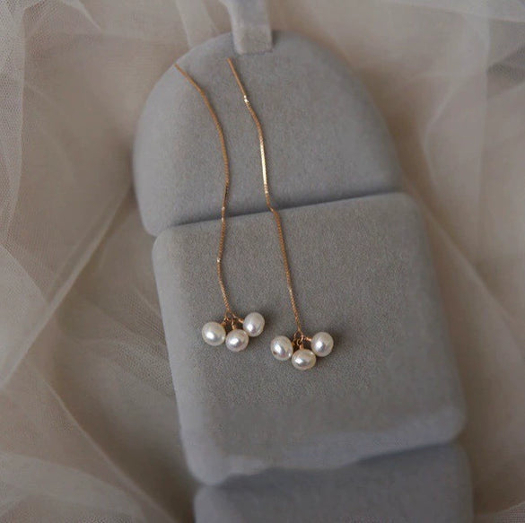 Handmade Natural Freshwater Pearl Earrings Near Circle Shape For Women