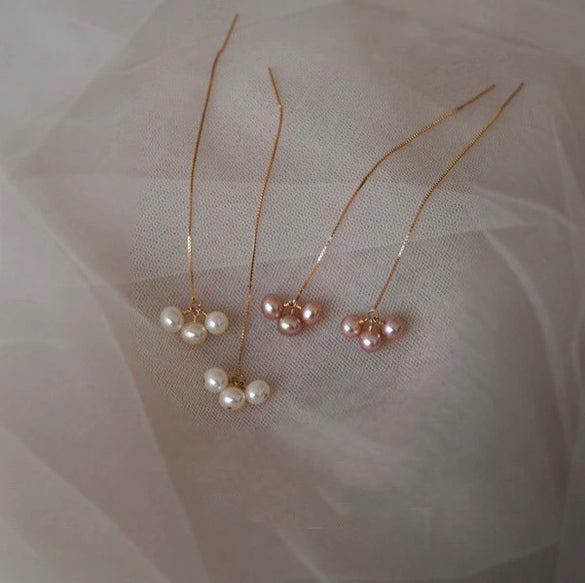 Handmade Natural Freshwater Pearl Earrings Near Circle Shape For Women
