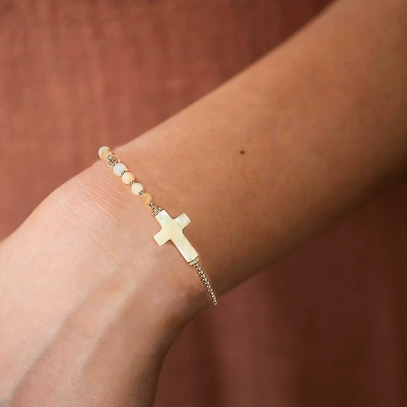 Handmade Natural Shell Geometric Cross Woven Women's Bracelet