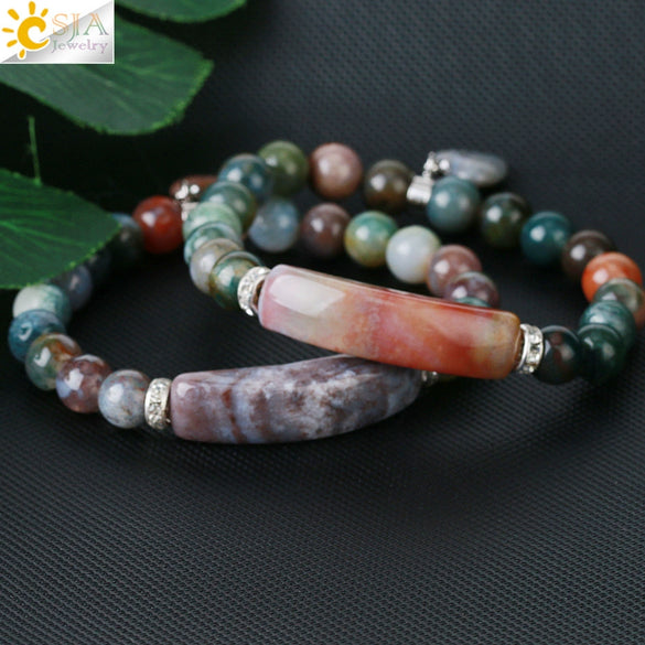 Handmade Natural Stone Agate Heart Bracelet Minimalist Unisex Bracelet Personality Style Jewelry