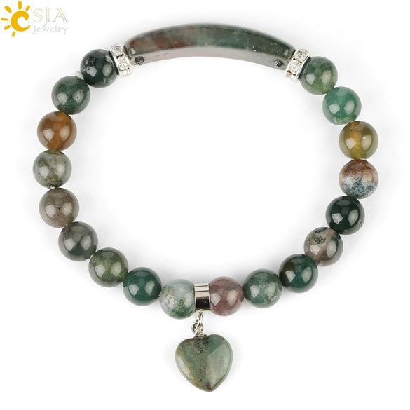 Handmade Natural Stone Agate Heart Bracelet Minimalist Unisex Bracelet Personality Style Jewelry