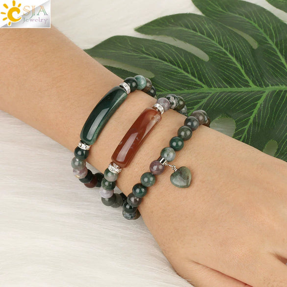 Handmade Natural Stone Agate Heart Bracelet Minimalist Unisex Bracelet Personality Style Jewelry