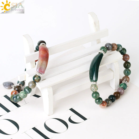 Handmade Natural Stone Agate Heart Bracelet Minimalist Unisex Bracelet Personality Style Jewelry