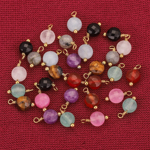 Handmade Natural Stone And Stainless Steel Beads Heart Shaped Pendant Jewelry Accessories With Electroplating