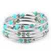 Handmade Natural Stone Beaded Bracelet With Snakeskin Print And Turquoise Accent Multi Layer Multi Loop Geometric Style For Women