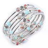 Handmade Natural Stone Beaded Bracelet With Snakeskin Print And Turquoise Accent Multi Layer Multi Loop Geometric Style For Women