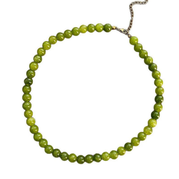 Handmade Natural Stone Beaded Geometric Clavicle Necklace With Real Gold Plating For Women