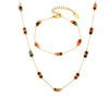 Handmade Natural Stone Beaded Necklace And Bracelet With Stainless Steel Light Luxury Niche Design Electroplated