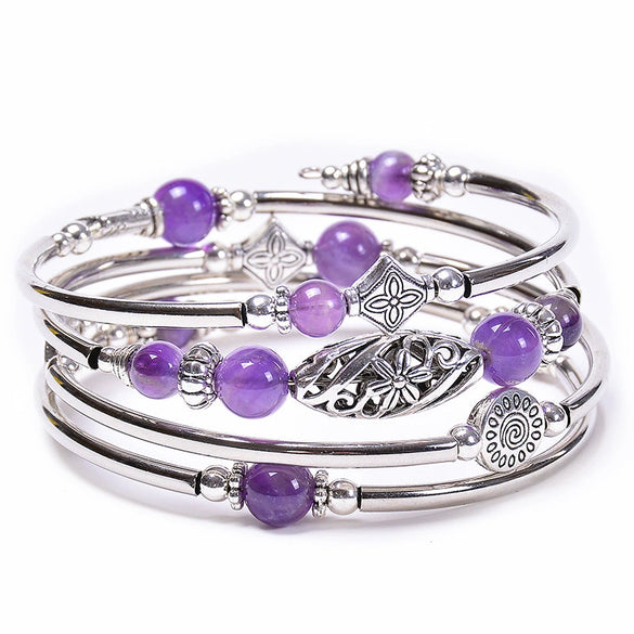 Handmade Natural Stone Beaded Wrap Bracelet Geometric Multilayer Bracelet For Women And Unisex