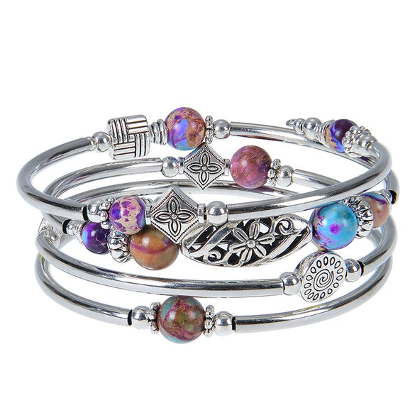 Handmade Natural Stone Beaded Wrap Bracelet Geometric Multilayer Bracelet For Women And Unisex