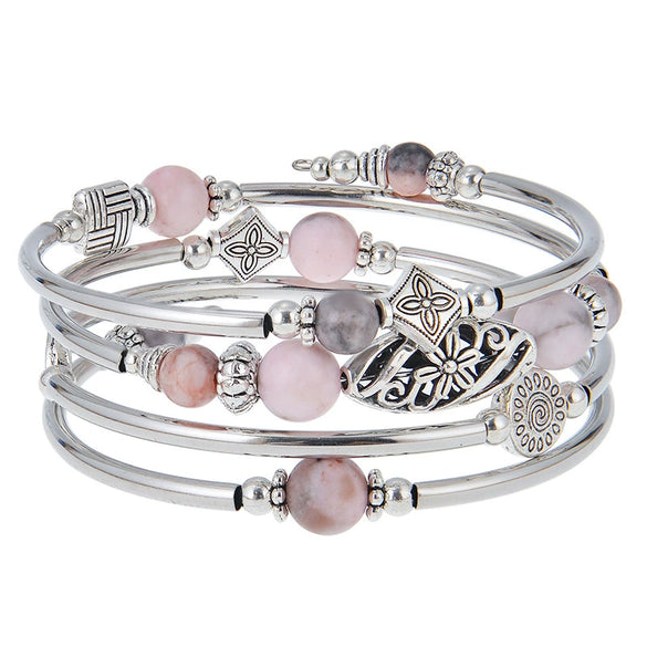 Handmade Natural Stone Beaded Wrap Bracelet Geometric Multilayer Bracelet For Women And Unisex