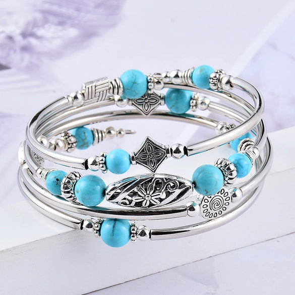Handmade Natural Stone Beaded Wrap Bracelet Geometric Multilayer Bracelet For Women And Unisex