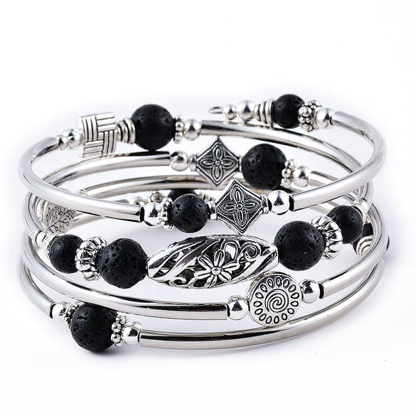 Handmade Natural Stone Beaded Wrap Bracelet Geometric Multilayer Bracelet For Women And Unisex