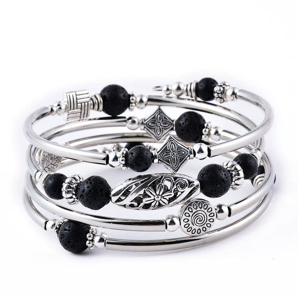 Handmade Natural Stone Beaded Wrap Bracelet Geometric Multilayer Bracelet For Women And Unisex