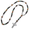 Handmade Natural Stone Obsidian Cross Pendant Rosary Necklace Casual Unisex Jewelry For Men And Women