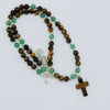 Handmade Natural Stone Obsidian Cross Pendant Rosary Necklace Casual Unisex Jewelry For Men And Women