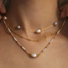 Handmade Natural Stone Rice Beads Necklace With French Niche Beads And Geometric Pattern Titanium Steel Chain Electroplating For Women