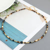 Handmade Natural Stone Shell Copper Geometric Beaded Necklace For Women