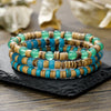 Handmade Natural Stone Wood Chip Coconut Shell Elastic Beaded Bracelet Geometric Style Unisex